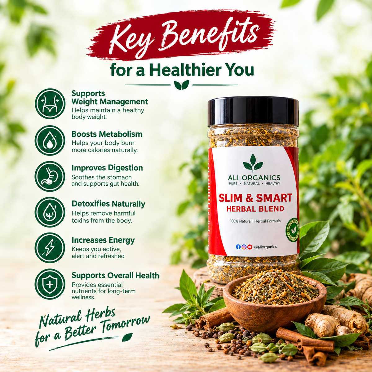 ALI ORGANICS Slim & Smart Herbal Blend
